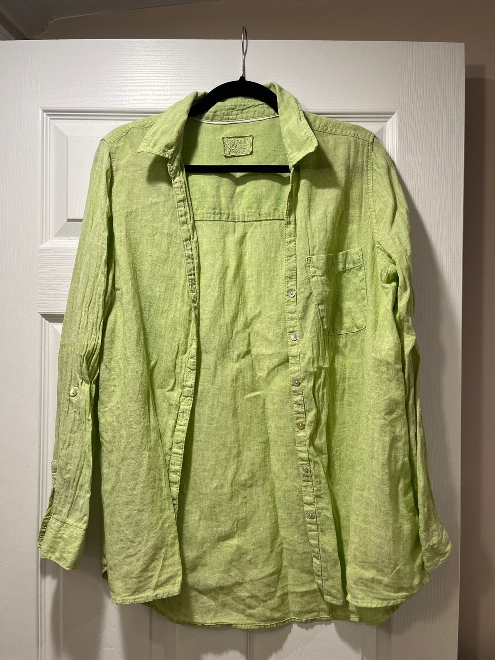 Sigrid Olsen Lightweight Linen Shirt Jacket in Lime